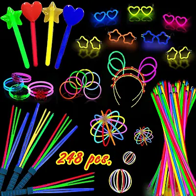 $28.50 • Buy 248 PCS Glow Sticks Bulk Party Glow In The Dark Fun Party Pack Bracelet Necklace