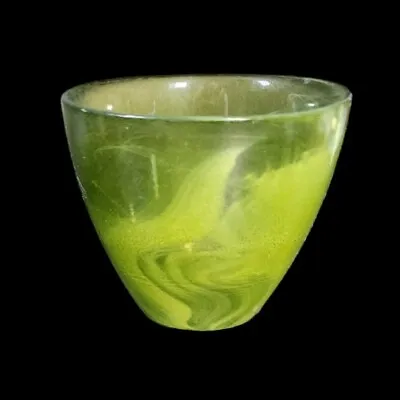 Vintage  Green With White Swirl Glass Votive Candle Holder 3.25  • $12