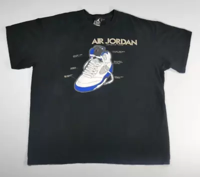 Vintage Nike Air Jordan 5 Retro Graphic T-Shirt Black Short Sleeve Mens Size XXL • $34.99