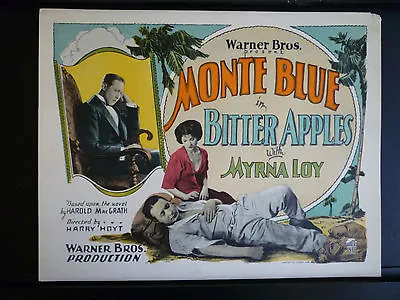 1927 Bitter Apples - Myrna Loy + Monte Blue - Rare Vintage Title Lobby Card • $800