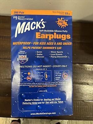 Mack’s® Soft Moldable Silicone Putty Earplugs - Kids Size 200 Pair Dispenser... • $160