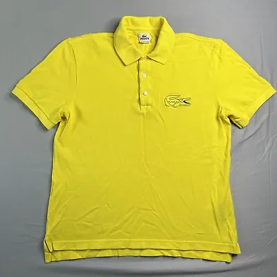 Lacoste Shirt Size 5 Large Yellow Sport Polo Gator Croc Big Logo Short Sleeve • $23.99