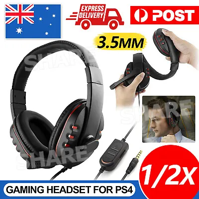 3.5mm Gaming Headset Headphone With Microphone For PC Laptop Sony PS4 Xbox One • $25.95