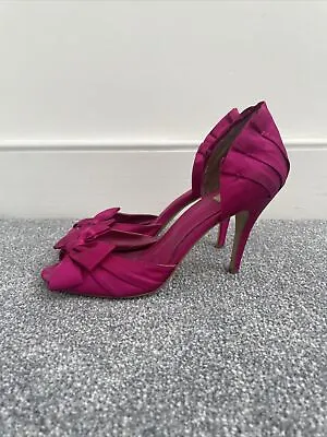 Untold Cute Pink Bow Open Toe Occassion Wedding Bridesmaids Shoe Magenta Pink • £5