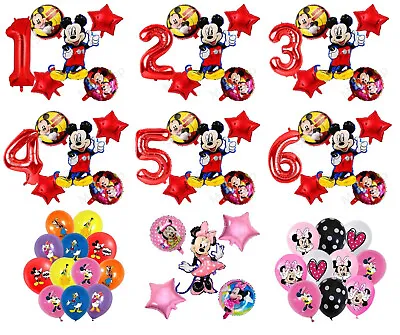 Mickey Mouse Party Supplies Red Foil Latex Balloon Set Kids Birthday Decoration • £3.99