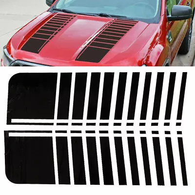 2Pcs Universal Glossy Black Vinyl Racing Car Hood Stripe Decal Bonnet Sticker • $27.50