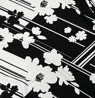 White  Black Printed 4way Stretch Spandex Fabric 60” Width 1 Yard • $3.99