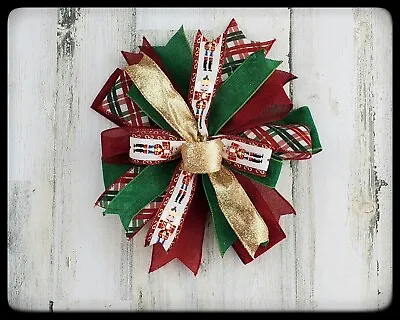 12  Christmas Nutcracker Bow Winter Lantern Or Wreath Bow Christmas Tree Bow • $17