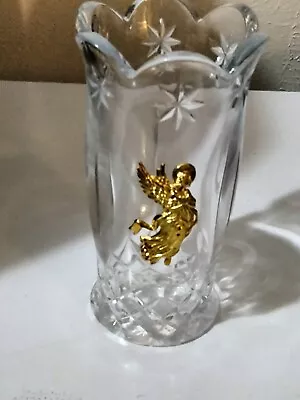 Vintage Telefora Crystal Candle Chimney Gold Angel • $20