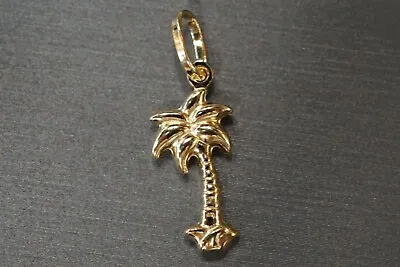 $75 • Buy 14K Solid Yellow Gold High Polished 1  Hollow Palm Tree Charm Pendant.