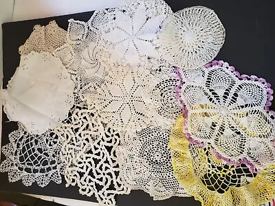Lot Of Vintage Hand Crocheted Doilies And Linens • $22.50