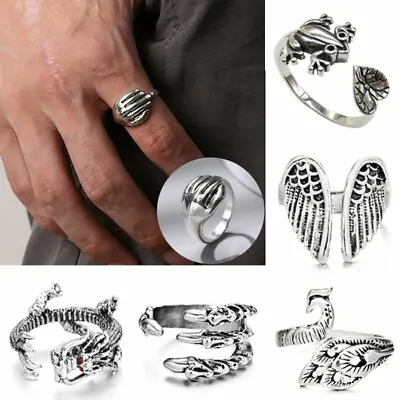 Retro Cat Frog Dragon Animals Knuckle Rings Open Adjustable Women Men Jewellery • $1.75