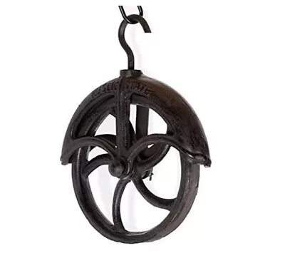 Makara Cast Iron Vintage Industrial Wheel Farmhouse Pulley 7 Inch Rustic Brown • $39.32