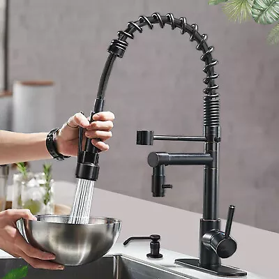 Kitchen Sink Faucet Pull Down Sprayer Commercial With Cover&Soap Dispenser • $52.49