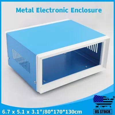 Metal Electronic Enclosure Blue Project Box DIY Junction Case 6.7 X 5.1 X 3.1  • $24.69