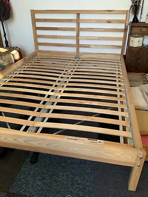 Ikea Wooden Pine Bed Frame  Tarva  Standard Double Uk Luroy Slats • £75