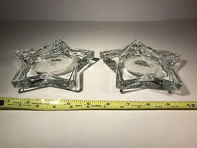 (2) One Pair Tea Light Votive Candle Holder 6  Star Shaped Heavy Glass Crystal • $19.99