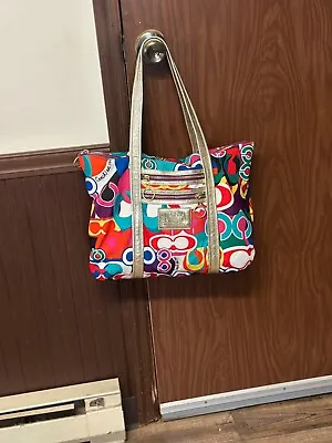 New Coach Poppy Pop C Glam Multi-Color Large Shoulder Bag • $125