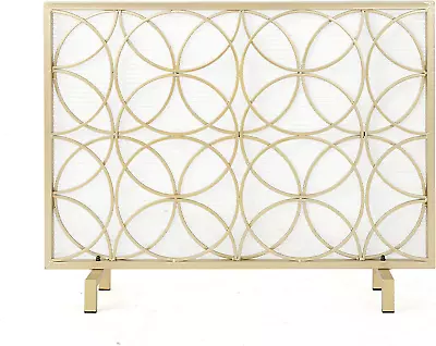 Valeno Single Panel Iron Fireplace Screen Gold • $99.99