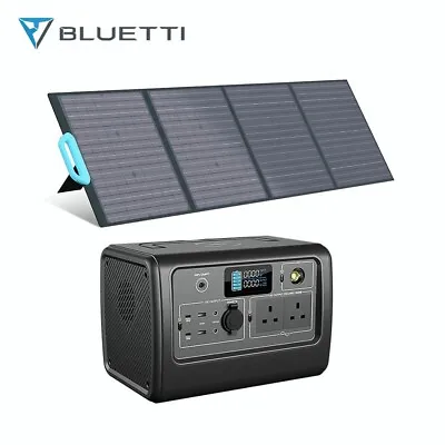 BLUETTI EB70 1000W Portable Power Stationw/ PV120 120W Solar Panel Kit Camping • £599