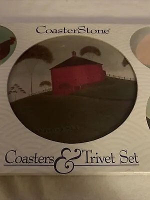 Warren Kimble CoasterStone On The Farm Coasters & Trivet Set NIB Farm Animals • $35.95