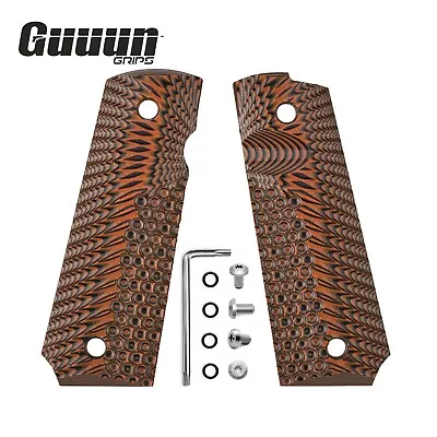 Guuun 1911 Grips G10 Full Size Government Commander Grip OPS Eagle Wing Texture • $25.99