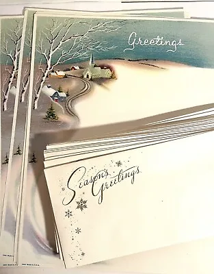 Vintage Winter Stationary Season's Greetings Writing Paper & Envelopes (20) • $22