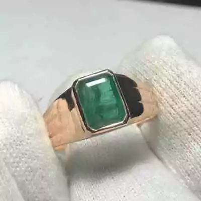 Men Emerald Rings 14k Gold Rings Natural Emerald Engagement Rings Wedding Ring G • $1606.50