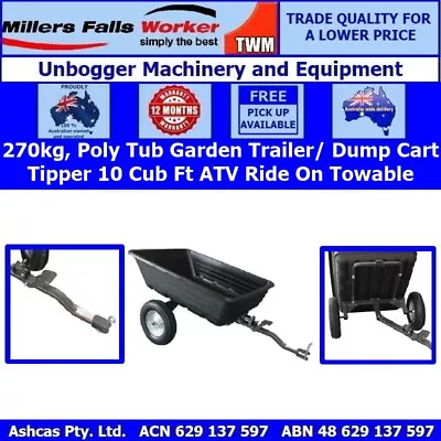 Millers Falls TWM Poly Dump Cart ATV Or Mower Garden Tipper Trailer 270KG 10Ft3 • $275