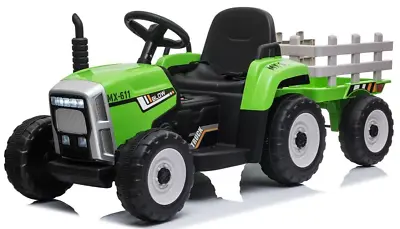 £144.95 • Buy Kids Farm Tractor And Trailer 12v Electric / Battery Ride On With Remote- Green