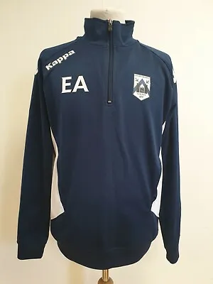 Ff85 Mens Kappa Haverfordwest County Afc Blue White 1/4 Zip Jumper Uk M Eu 50 • £18.99