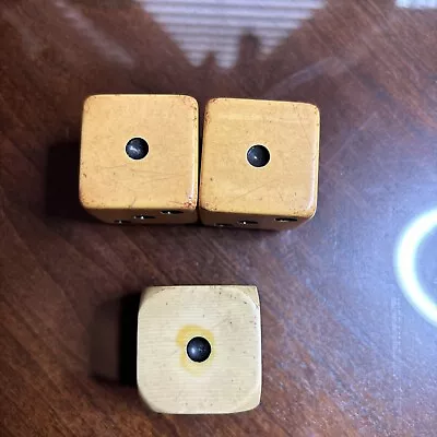 Old Butterscotch Bakelite Jumbo 1- 1/4   Dice Pair In Box And 1 Unmatched READ • $9.99