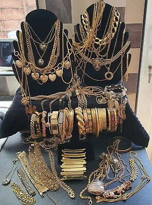 £35 • Buy 87 Pieces Vintage Gold Tone Costume Jewellery Joblot Chain Necklace Bracelet