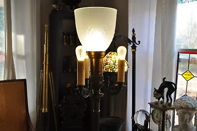 Art Deco 1930's Brass Torchiere Mogul Floor Lamp By Artistic Lamp Manufacturing • $379