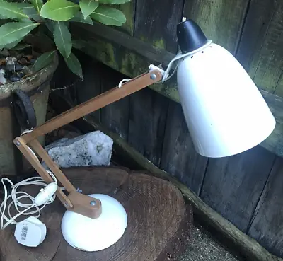 Vintage 1960s HABITAT MACLAMP White Working Modernist Mid Century Wooden Arms • £98.97