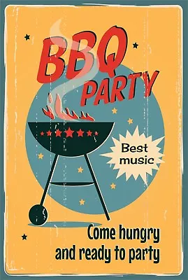 Retro BBQ Party Come Hungry Bar Pub Home Decor Aluminum Vintage Sign • $11.99