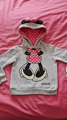 Girls Minnie Mouse Hooded Jumper Age 4-5years • £5