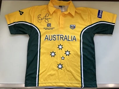 $210 • Buy Brett Lee Hand Signed Player Issue Icc World Cup South Africa Shirt Kids Size 12