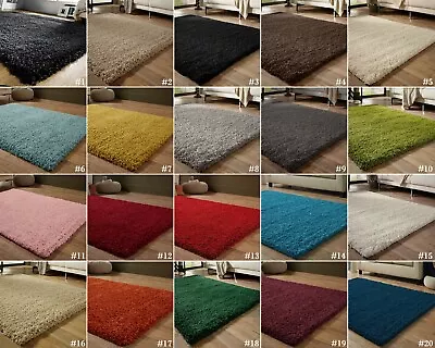 £32.79 • Buy SMALL - EXTRA LARGE SIZE THICK 5cm PILE PLAIN MODERN NON-SHED SOFT SHAGGY RUG