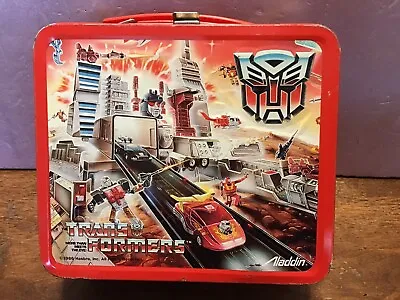 Vintage Aladdin Transformers Metal Lunchbox With Thermos 1986 Hasbro • $149.94