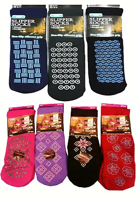 £4.29 • Buy Womens Mens Slipper Socks Lounge Gripper Thermal Non-Slip Grip Bed Sock 4-7 6-11