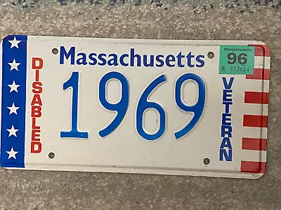 1996 Massachusetts Disabled Veteran License Plate # 1969 Military • $12.95