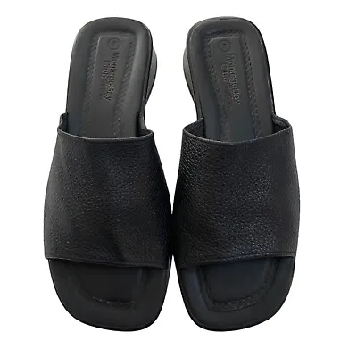 Y2K MONTEGO BAY CLUB Leather Collection Black Slide On Sandals Size 7 Slinky • $24