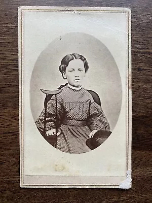 Girl & One Crutch New Hampshire CDV Manchester Photographer Antique Photo • $14.95