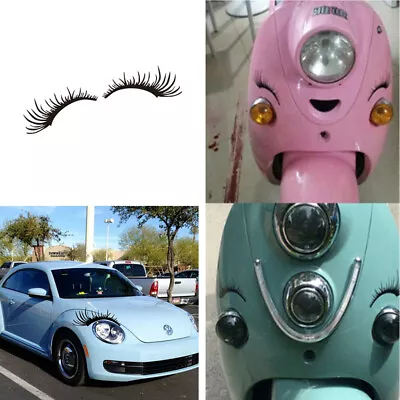 25*11 Cm Car Headlight Eyelash Sticker Fog Light Black Decor Decal Waterproof • $9.78