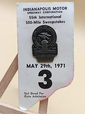 $92.55 • Buy 1971 Indy 500 Silver Pit Pass Badge Pin W Backer Card Indianapolis Speedway