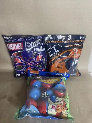 Lot Of 3 NECA 2022 TOY CAPSULE COLLECTIONS E.T. Marvel Bad Guys Ben & Stimpy • $21