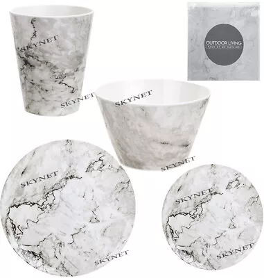 £12.99 • Buy MELAMINE Plastic Picnic Camping Dinner BBQ Plate Plates Set BOWL - Marble Design