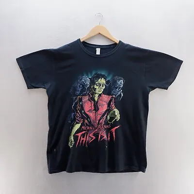 Michael Jackson T Shirt Large Black Graphic Print This Is It Thriller Music Mens • £9.23