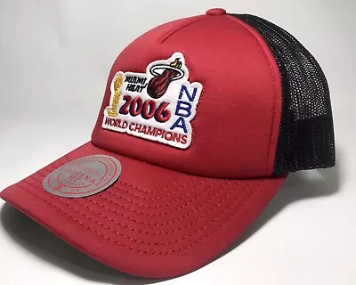 Mitchell & Ness Snapback Trucker Hat Miami Heat 2006 NBA World Champion RedBlack • $28.89